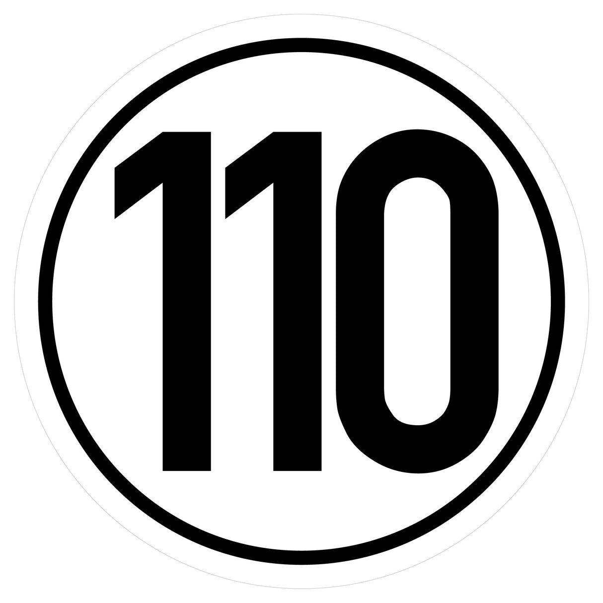 Geschwindigkeitsaufkleber ø 20cm 110km/h DIN 1451 AN1874
