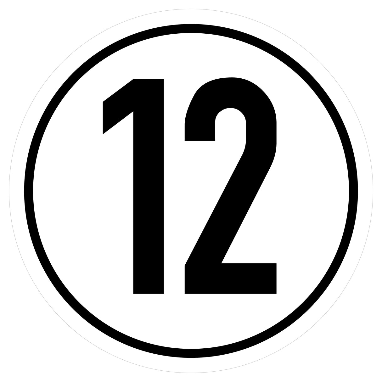 Geschwindigkeitsaufkleber ø 20cm 12km/h DIN 1451 AN1874