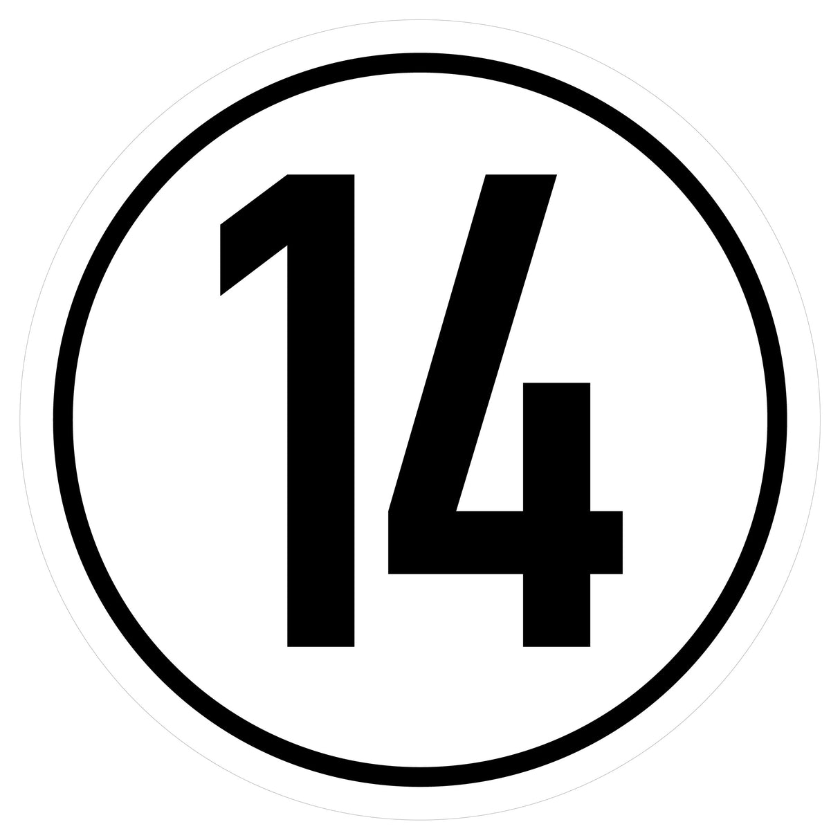 Geschwindigkeitsaufkleber ø 20cm 14km/h DIN 1451 AN1874