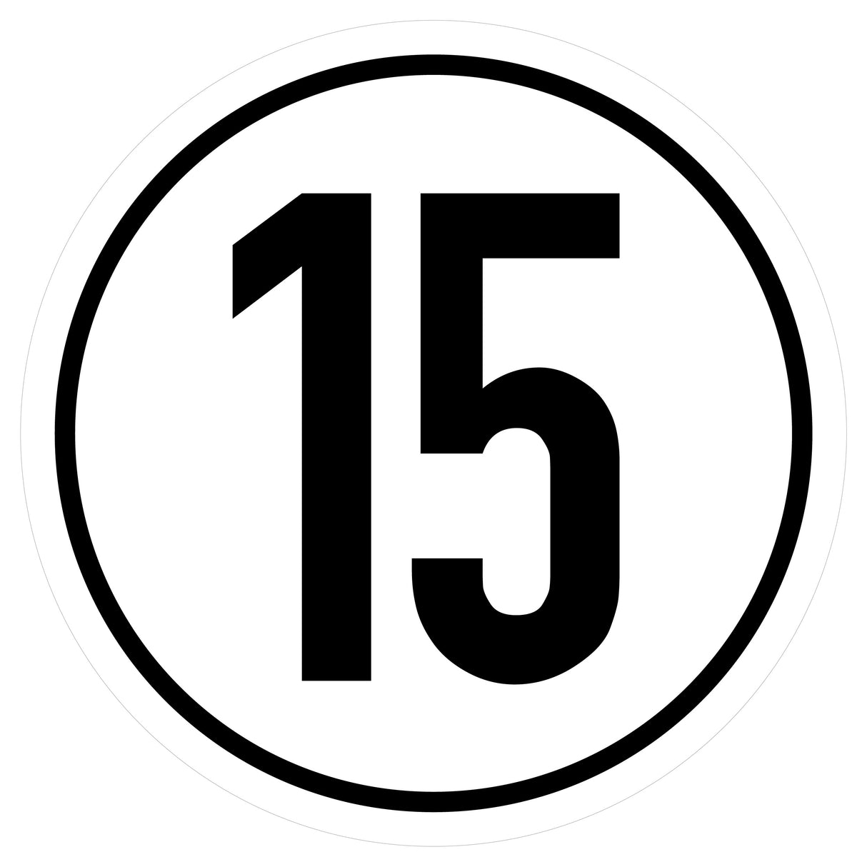 Geschwindigkeitsaufkleber ø 20cm 15km/h DIN 1451 AN1874