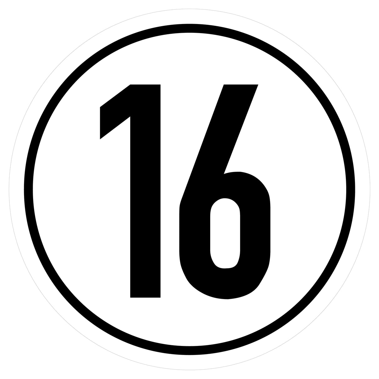 Geschwindigkeitsaufkleber ø 20cm 16km/h DIN 1451 AN1874