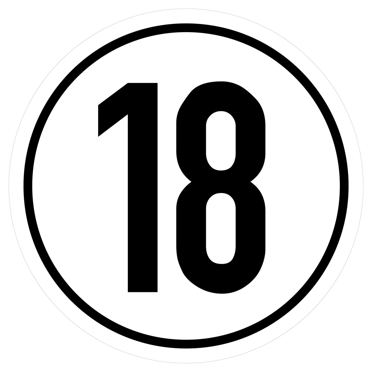Geschwindigkeitsaufkleber ø 20cm 18km/h DIN 1451 AN1874