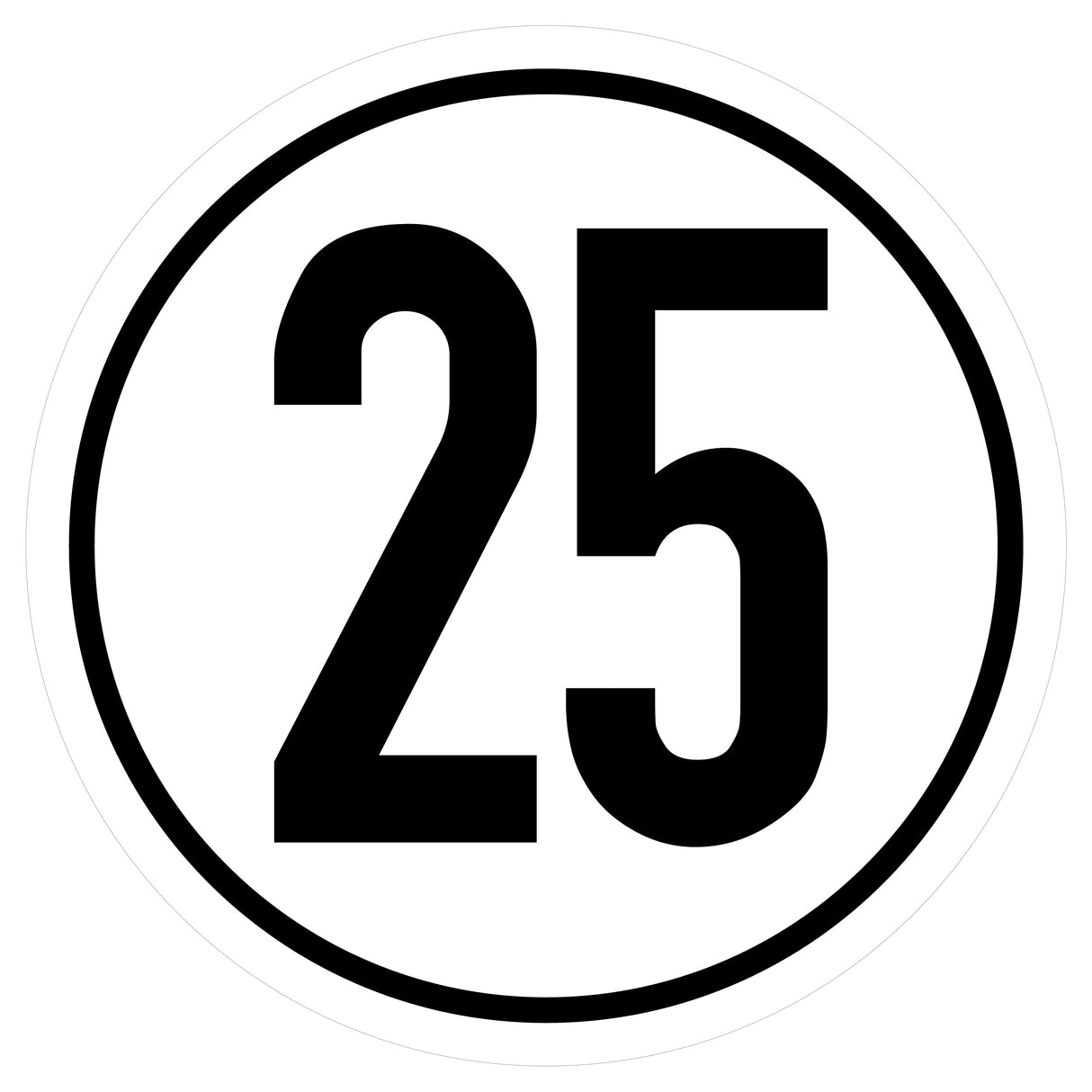 Geschwindigkeitsaufkleber ø 20cm 25km/h DIN 1451 AN1874