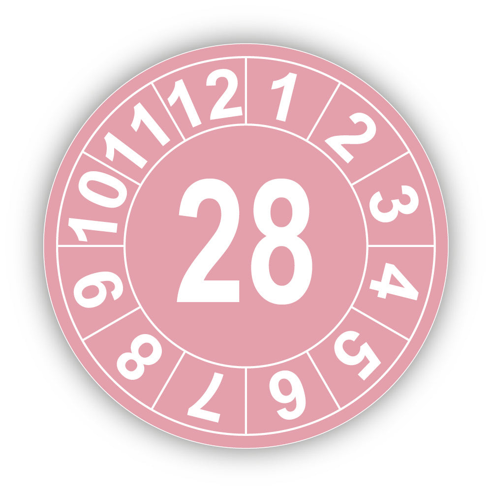 Jahresprüfplakette mit zweistelliger Jahreszahl 2028