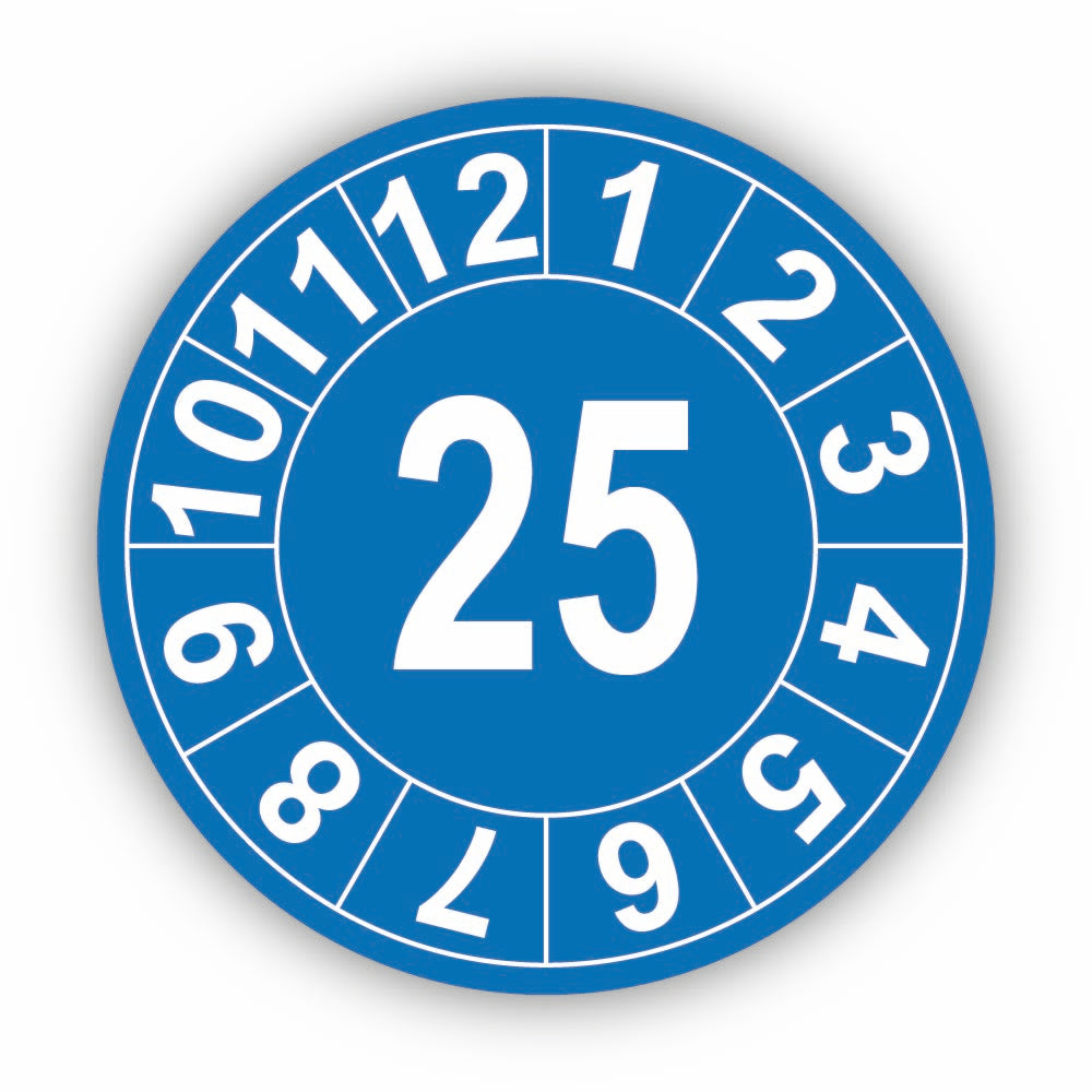 Jahresprüfplakette mit zweistelliger Jahreszahl 2025