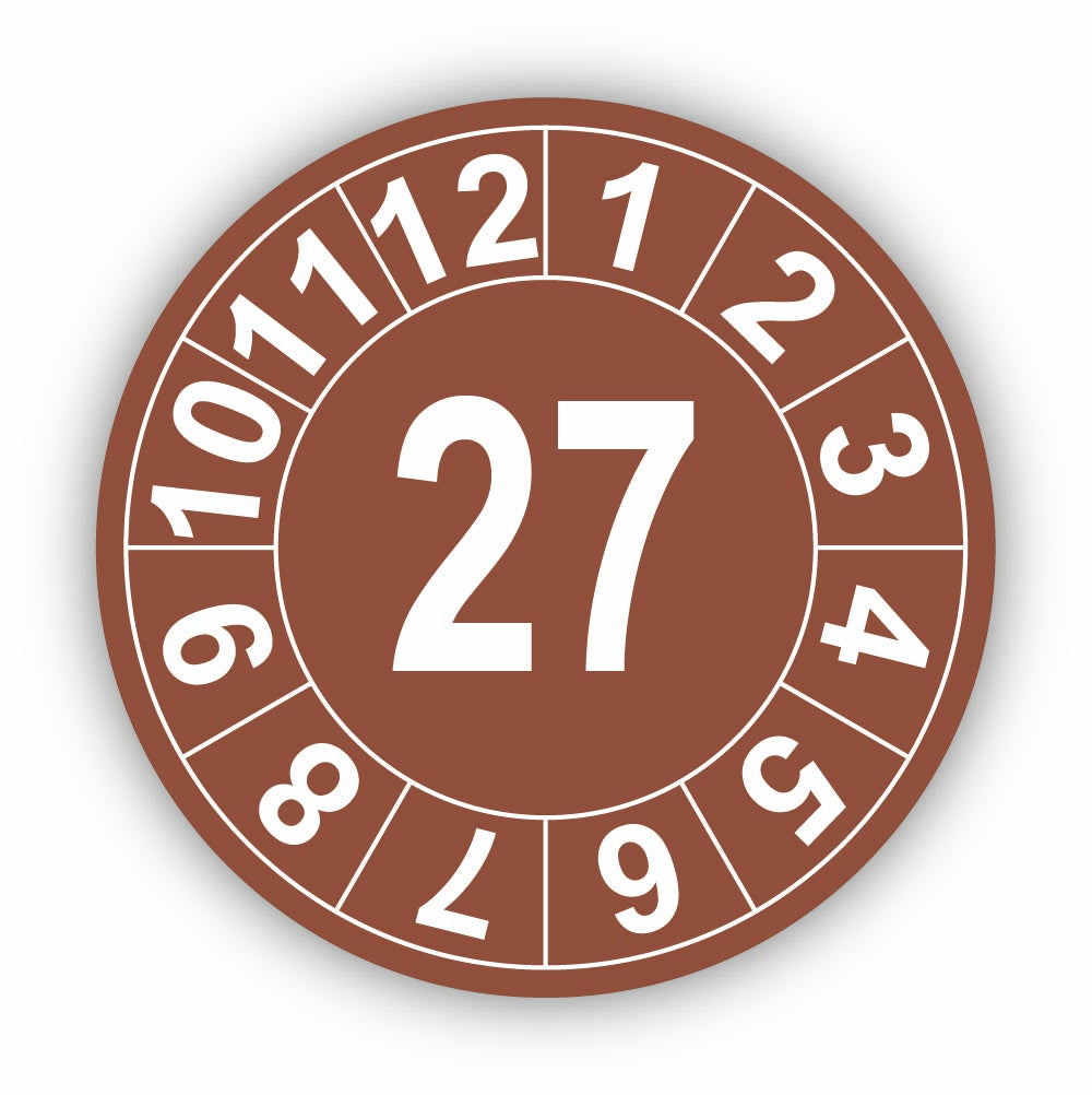 Jahresprüfplakette mit zweistelliger Jahreszahl 2027
