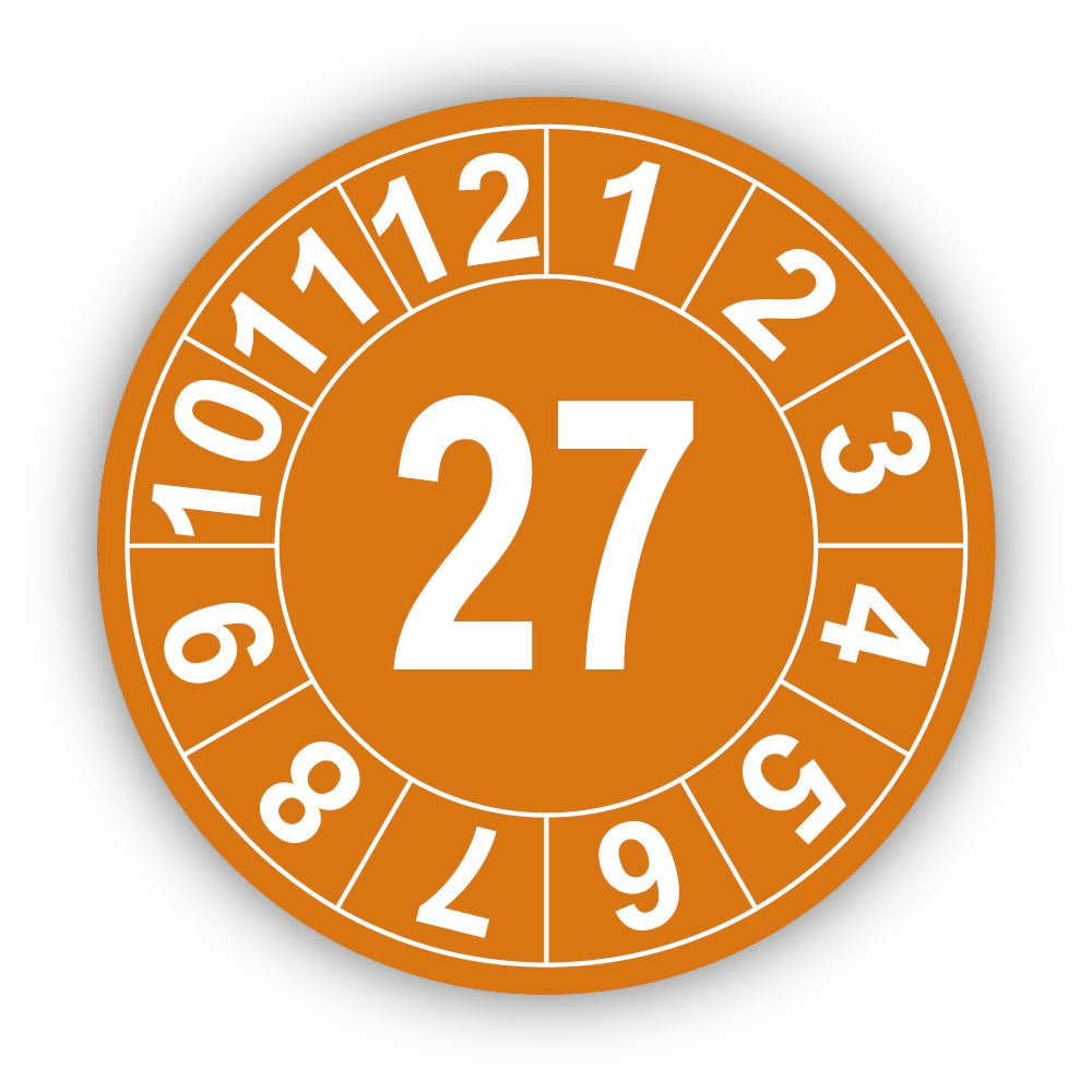 Jahresprüfplakette mit zweistelliger Jahreszahl 2027