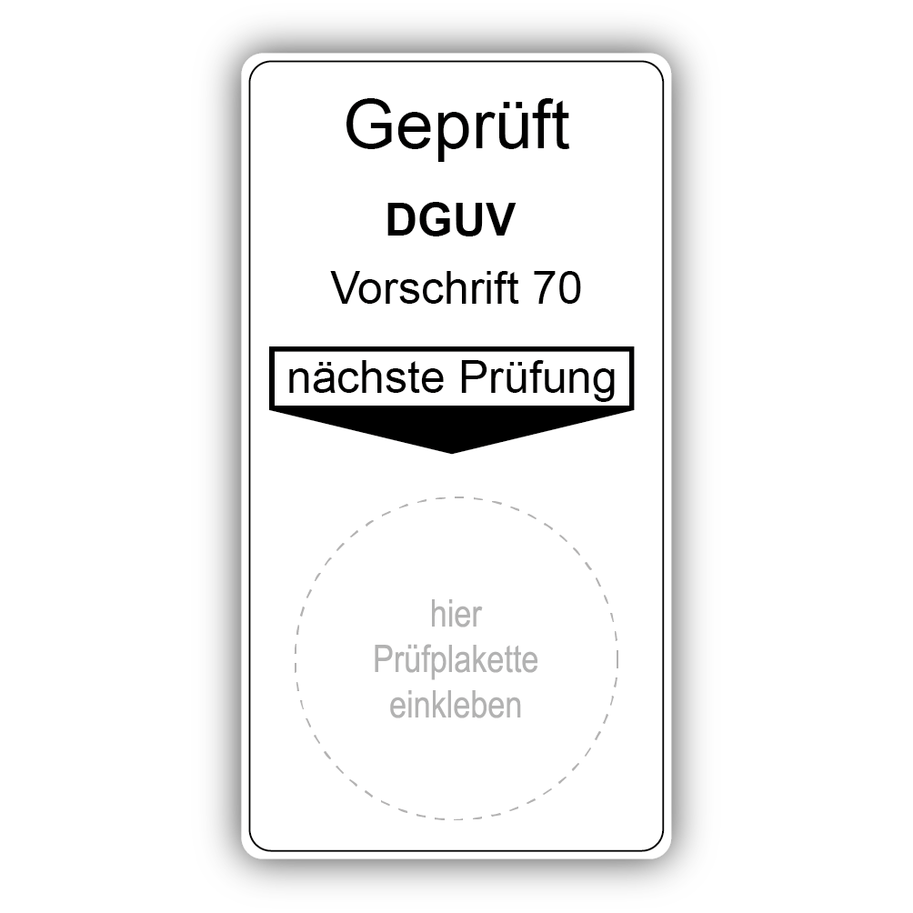 Geprüft DGUV Vorschrift 70, nächste Prüfung (2 Stück)