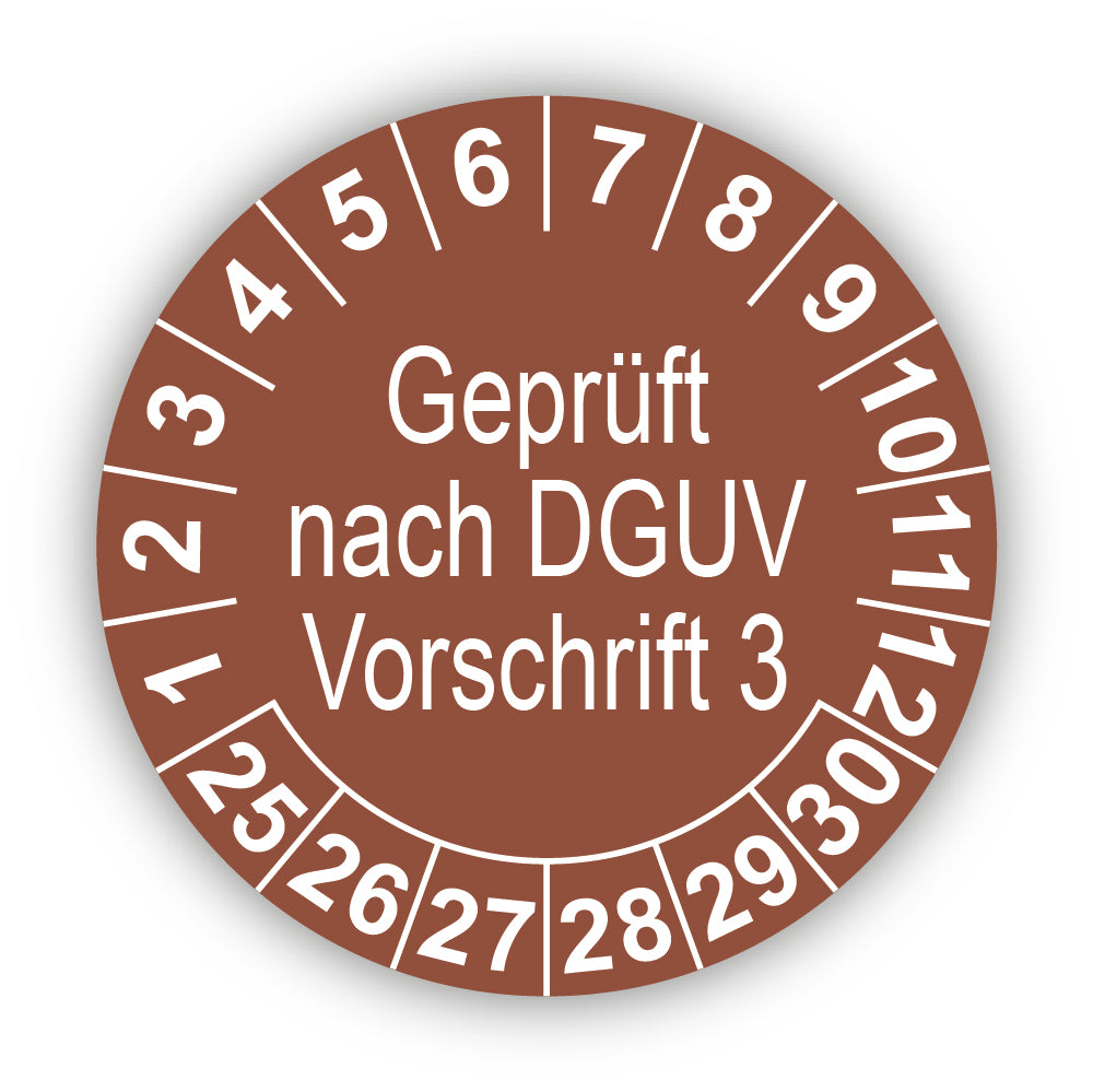 Geprüft nach DGUV Vorschrift 3, braun