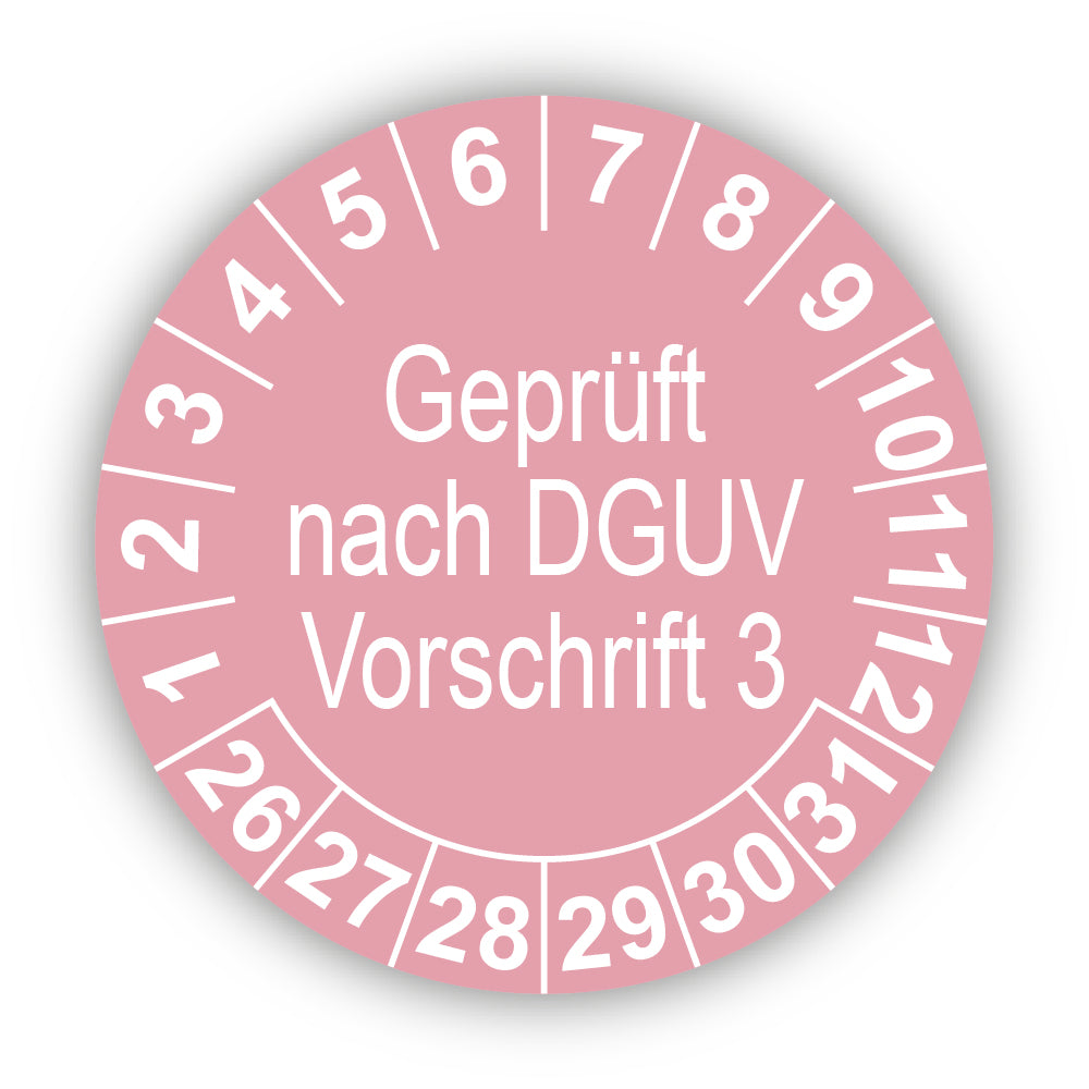 Geprüft nach DGUV Vorschrift 3, rosa