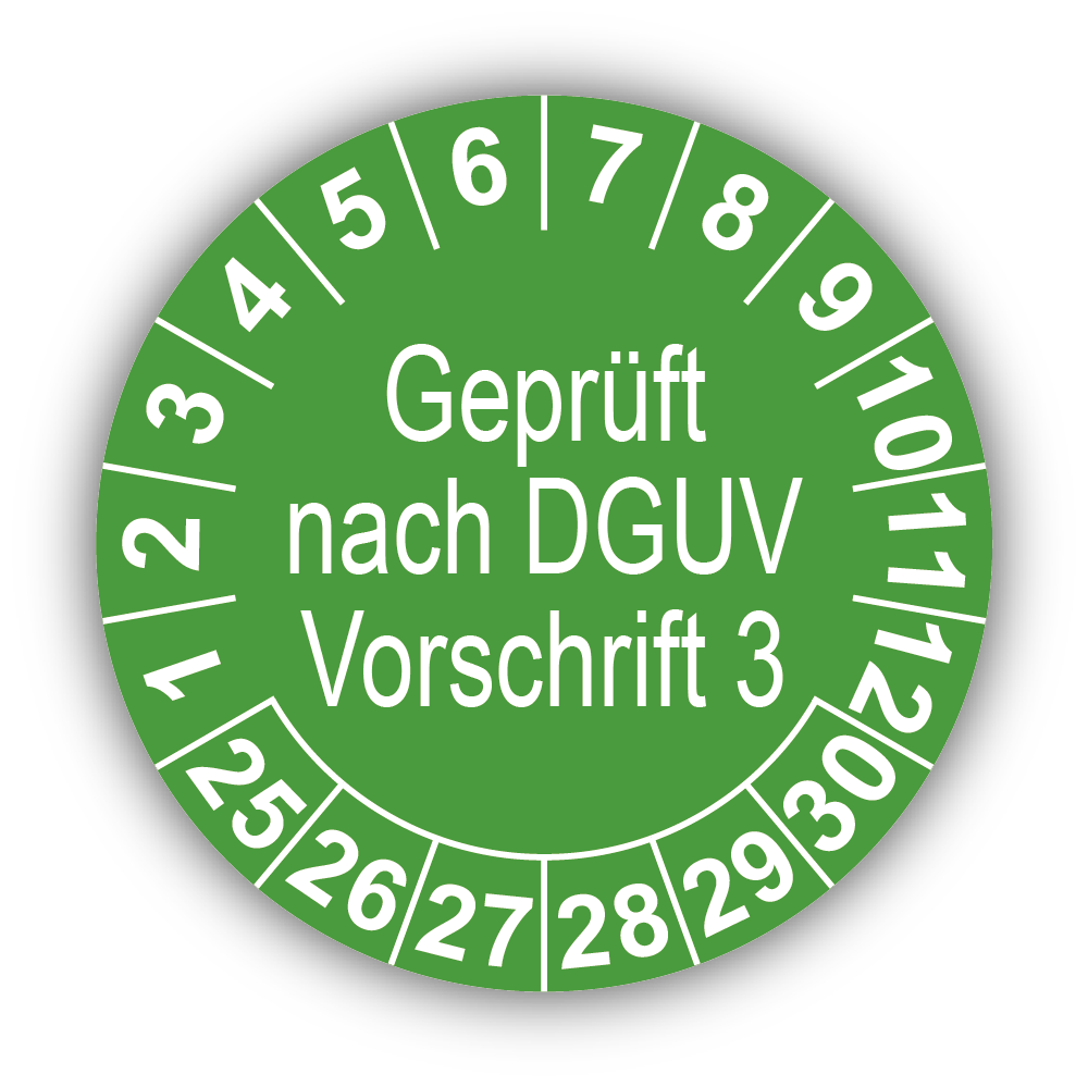 Geprüft nach DGUV Vorschrift 3, grün