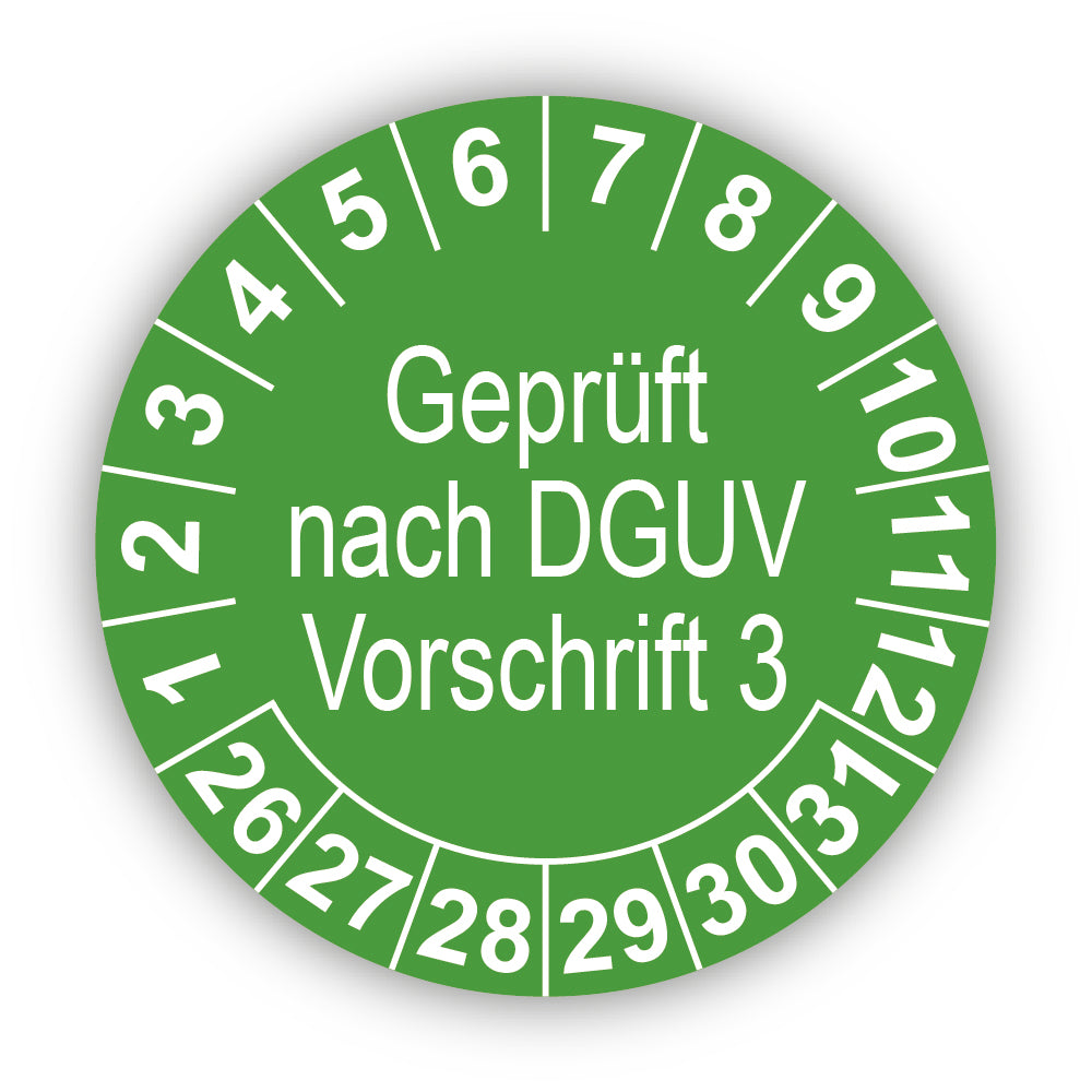 Geprüft nach DGUV Vorschrift 3, grün