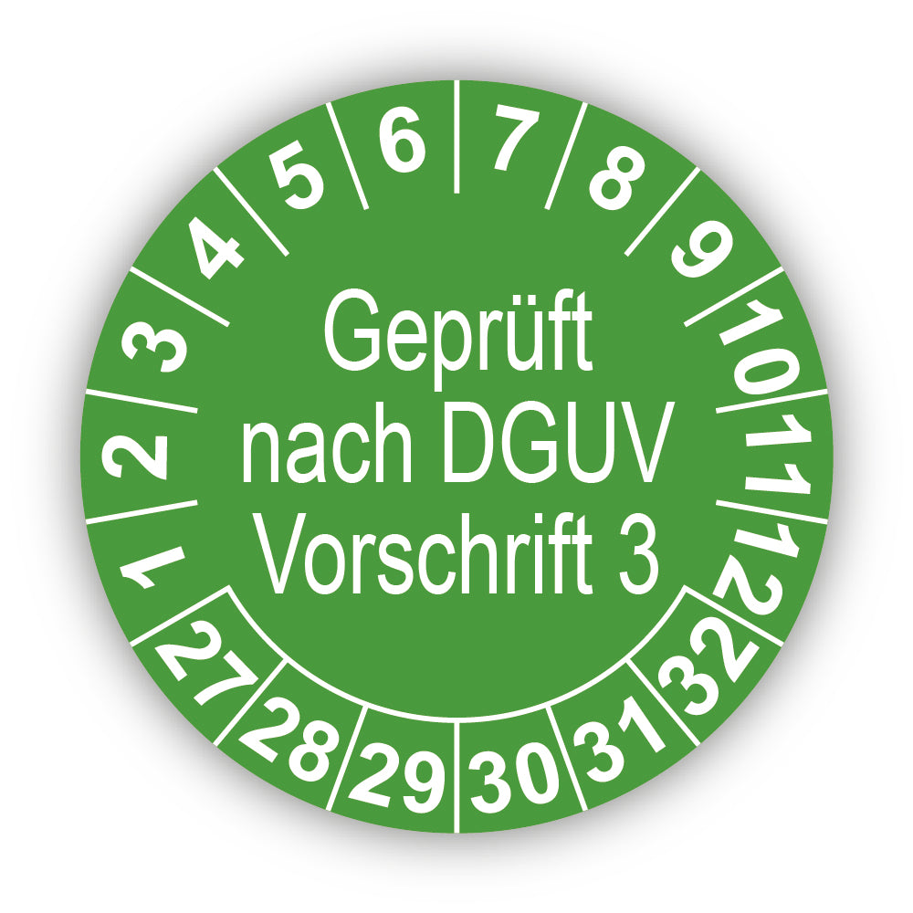 Geprüft nach DGUV Vorschrift 3, grün