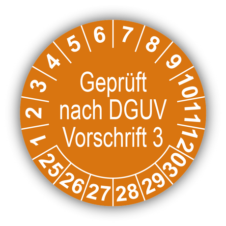 Geprüft nach DGUV Vorschrift 3, orange