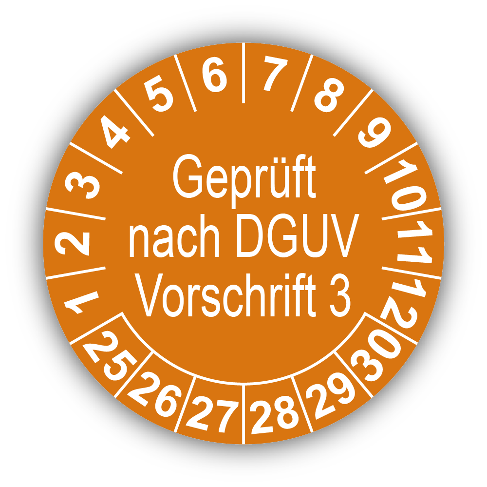 Geprüft nach DGUV Vorschrift 3, orange