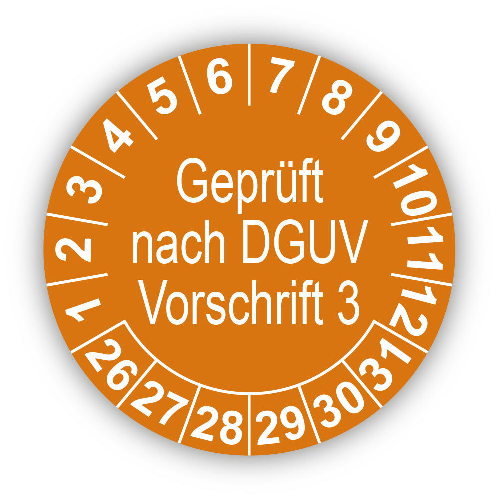 Geprüft nach DGUV Vorschrift 3, orange