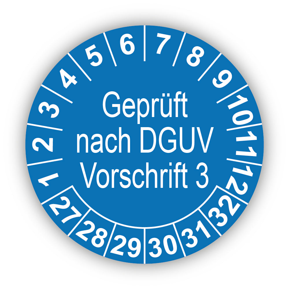 Geprüft nach DGUV Vorschrift 3, blau