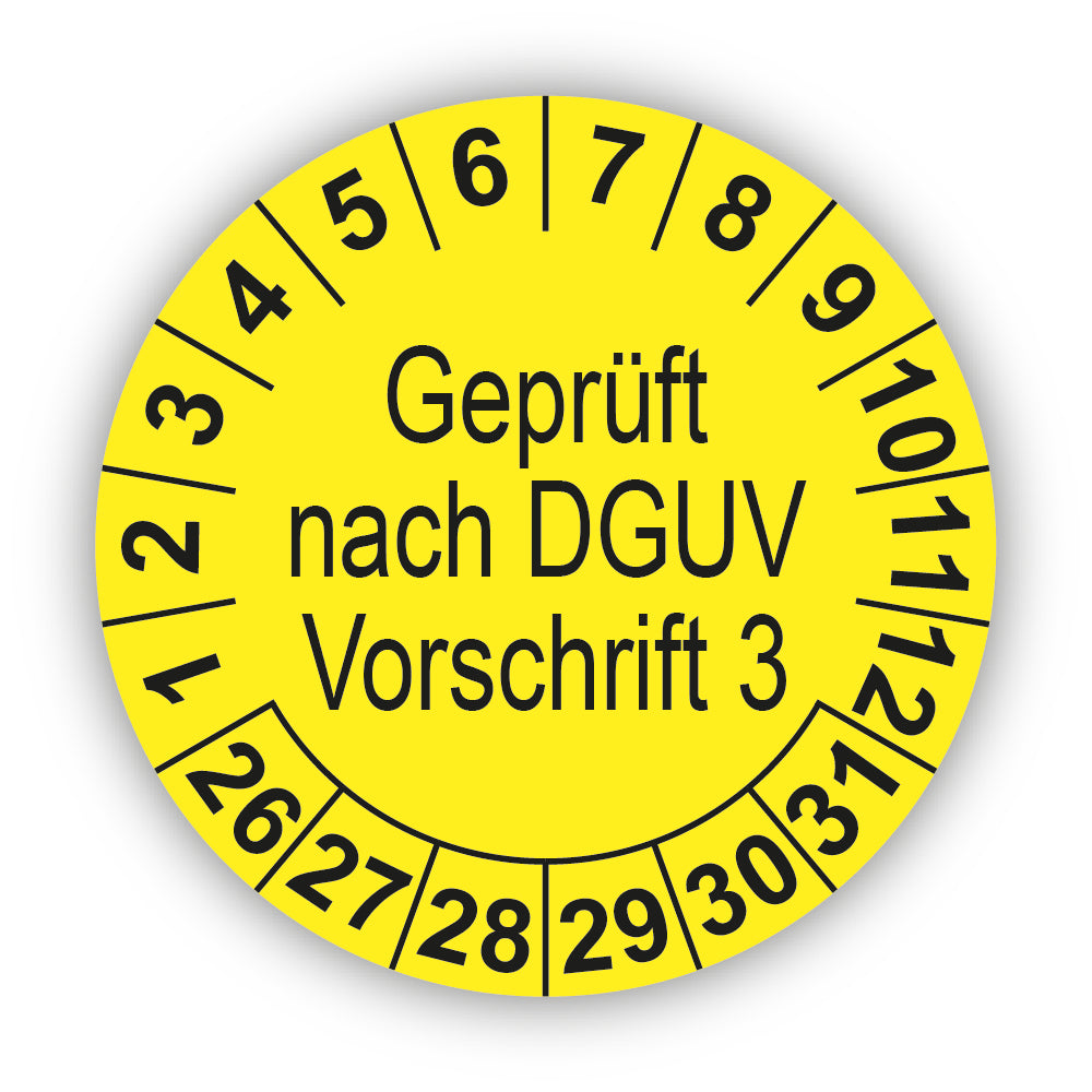 Geprüft nach DGUV Vorschrift 3, gelb