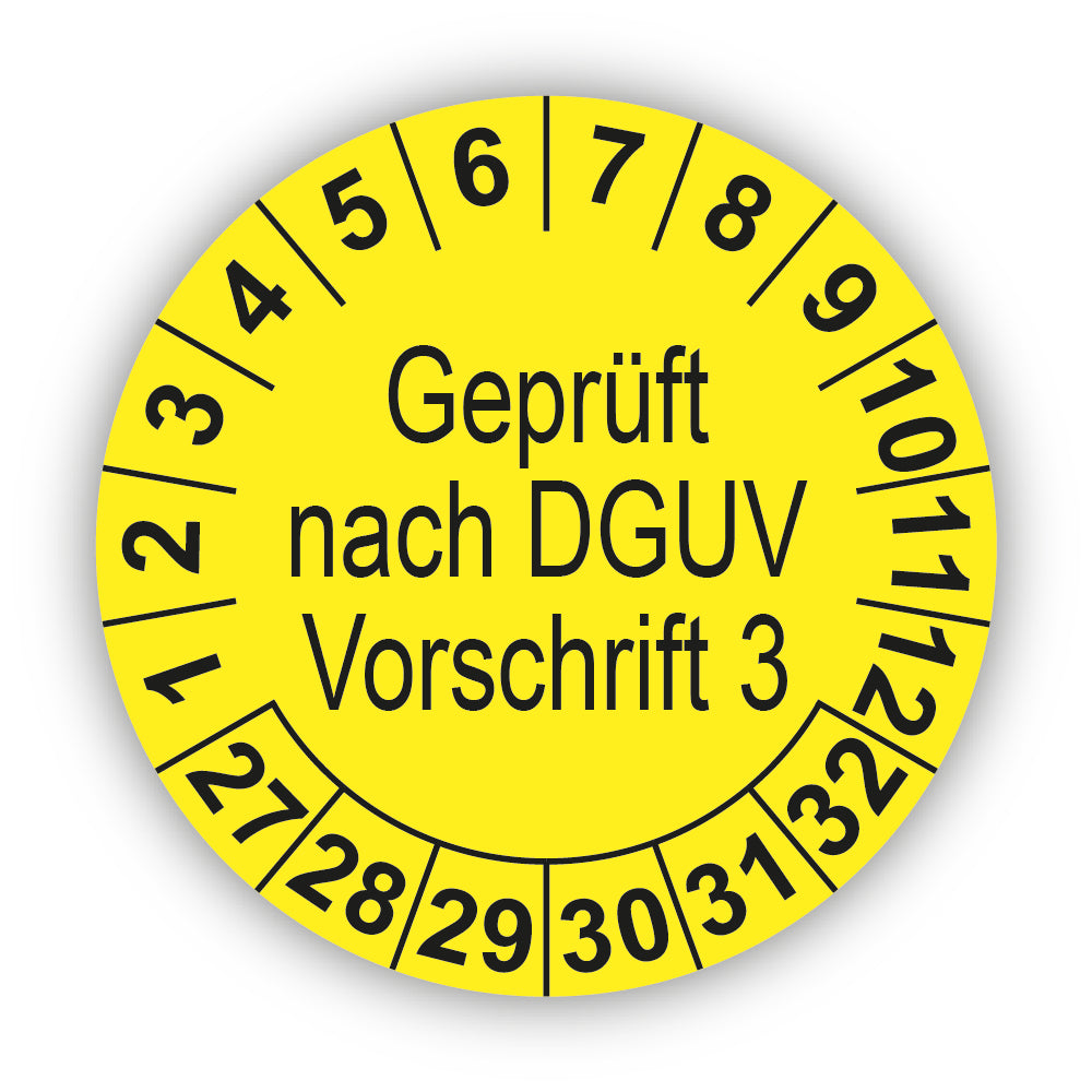 Geprüft nach DGUV Vorschrift 3, gelb