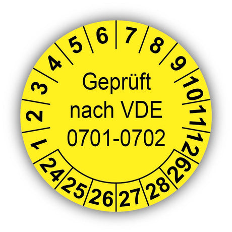 Geprüft nach VDE 0701-0702, gelb