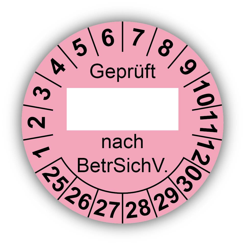 Geprüft … nach BetrSichV., rosa (zum Selbstbeschriften)