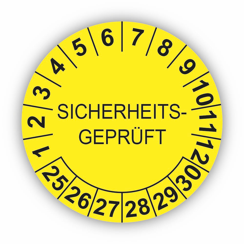 Sicherheitsgeprüft, gelb