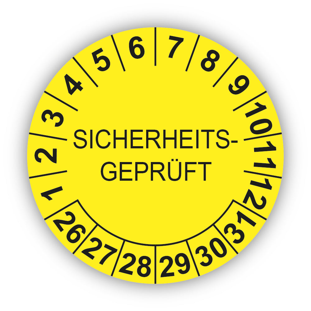Sicherheitsgeprüft, gelb