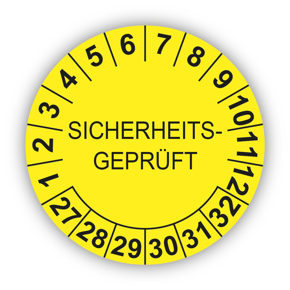 Sicherheitsgeprüft, gelb