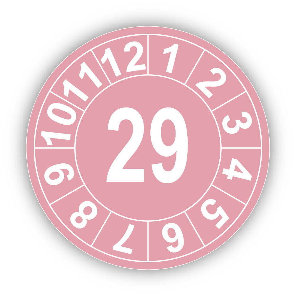 Jahresprüfplakette mit zweistelliger Jahreszahl 2029