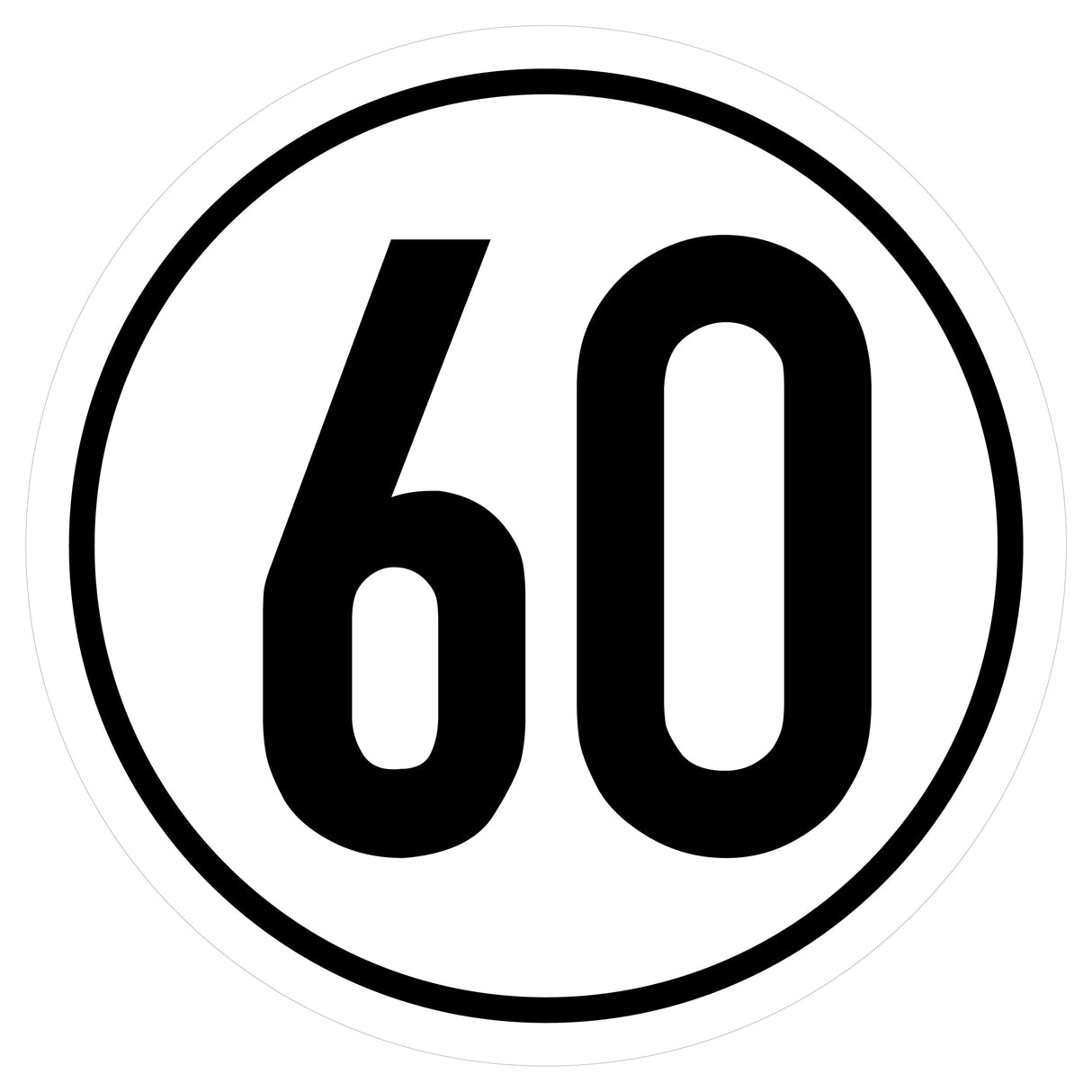 Geschwindigkeitsaufkleber ø 20cm 60km/h DIN 1451 AN1874