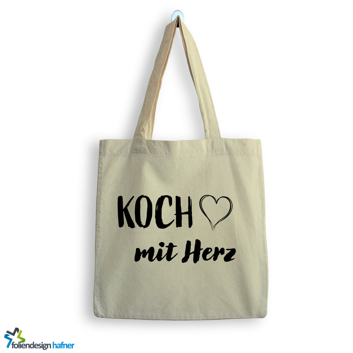 Jutebeutel Koch mit Herz Tasche Baumwolle 10 Liter