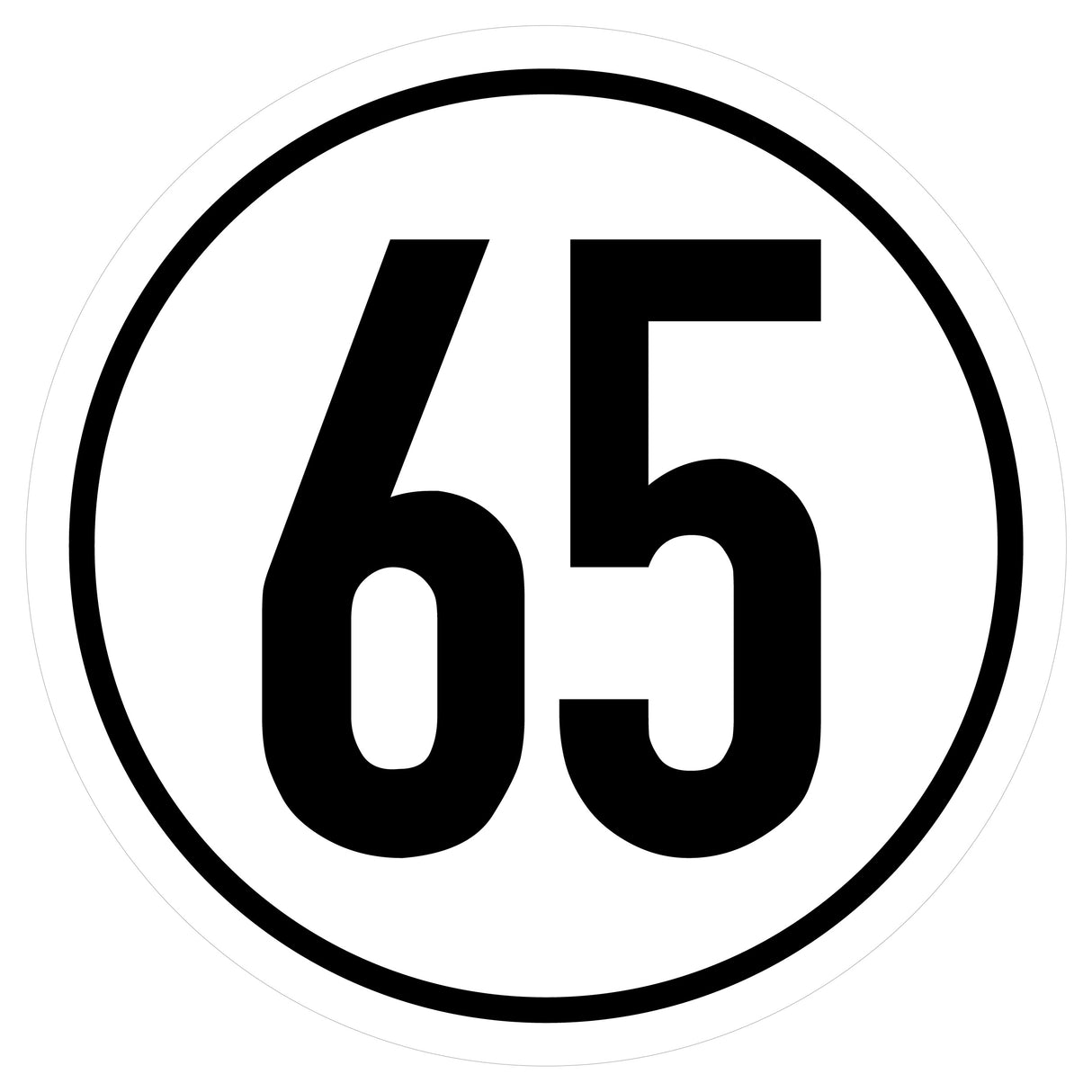 Geschwindigkeitsaufkleber ø 20cm 65km/h DIN 1451 AN1874