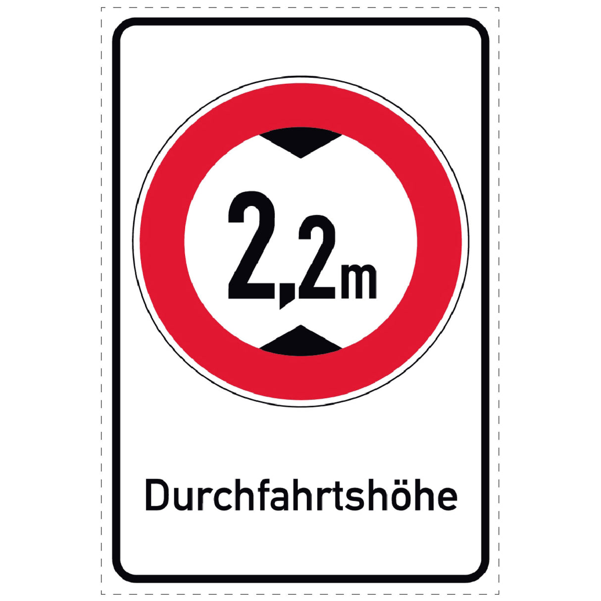 Durchfahrtshöhe 2.2 Meter Schild