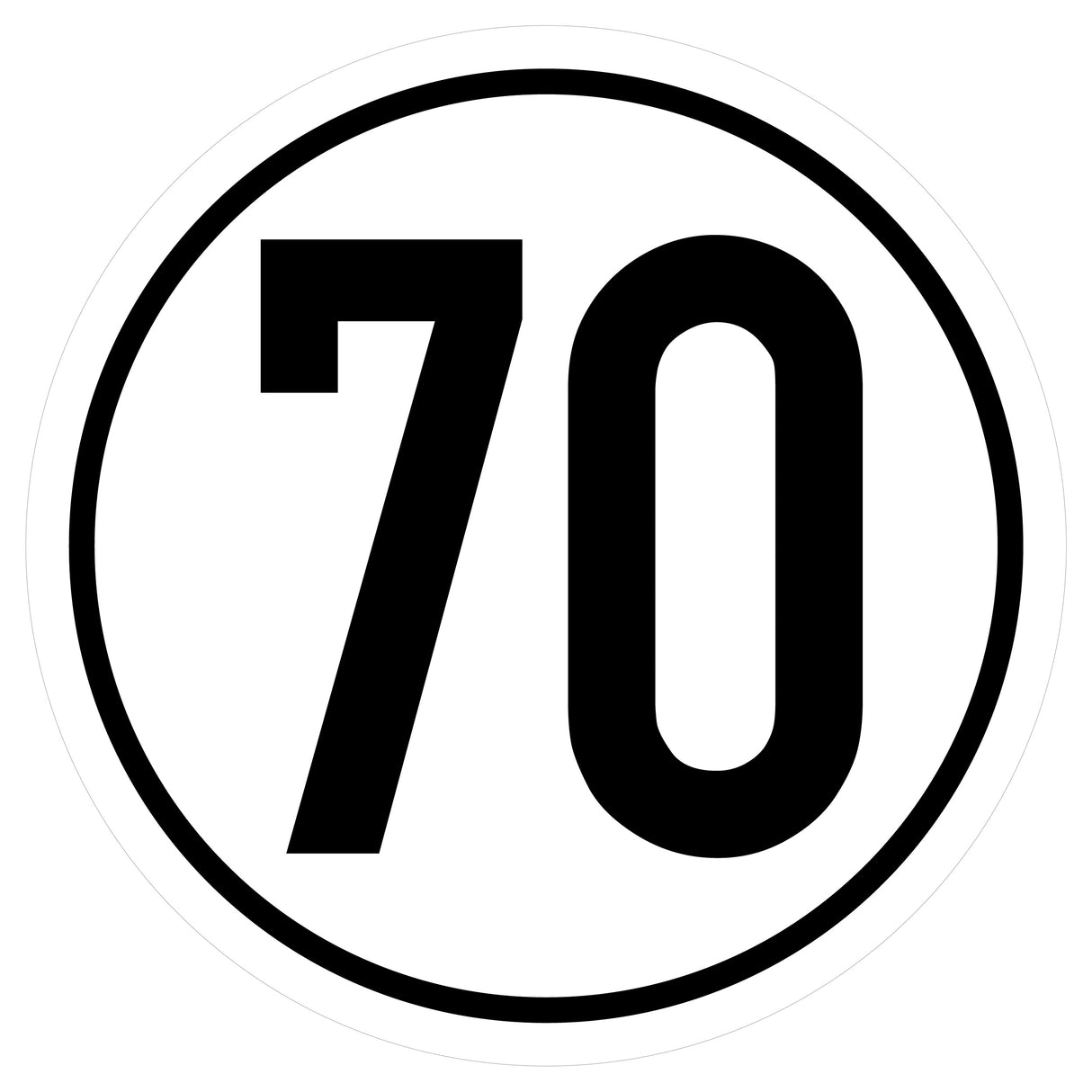 Geschwindigkeitsaufkleber ø 20cm 70km/h DIN 1451 AN1874