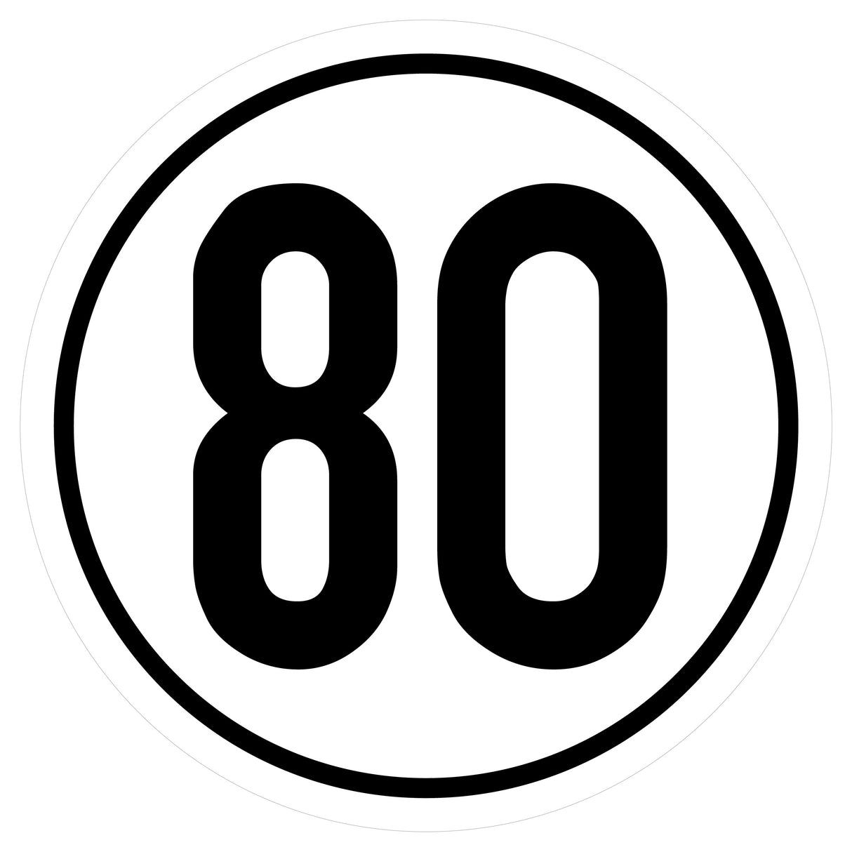 Geschwindigkeitsaufkleber ø 20cm 80km/h DIN 1451 AN1874