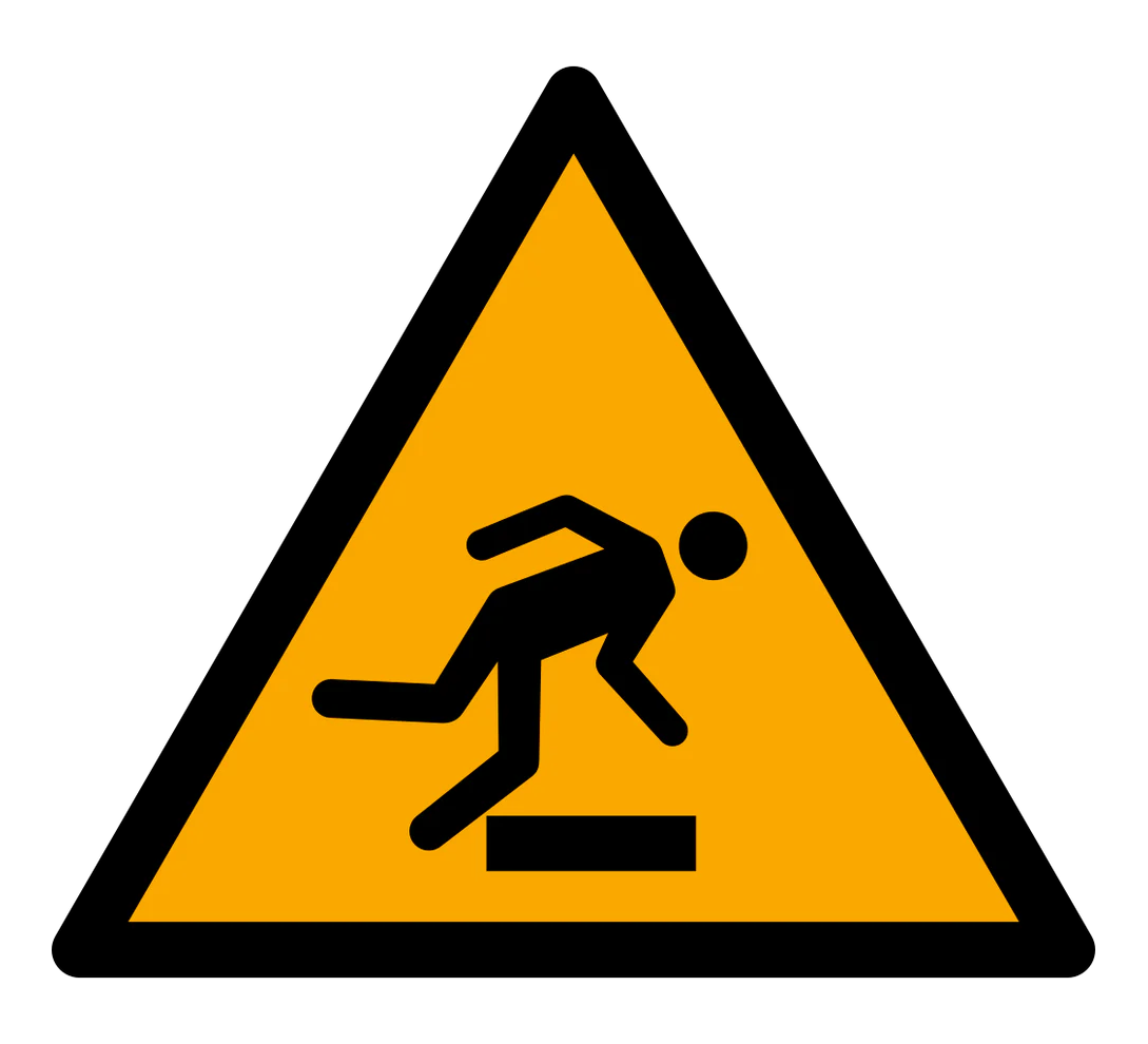 Warnzeichen Aufkleber - W007 - Warnung vor Hindernissen am Boden