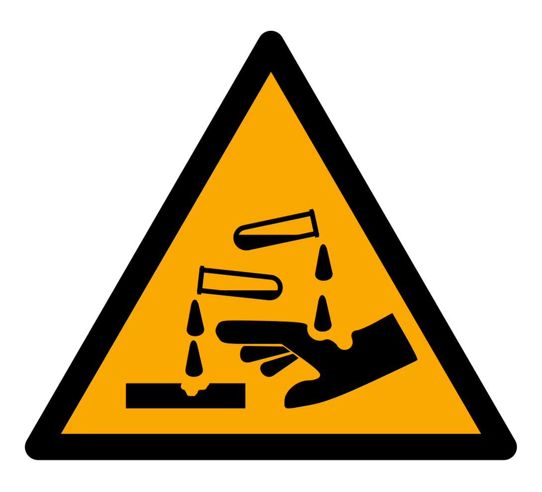 Warnzeichen Aufkleber - W023 - Warnung vor ätzenden Stoffen