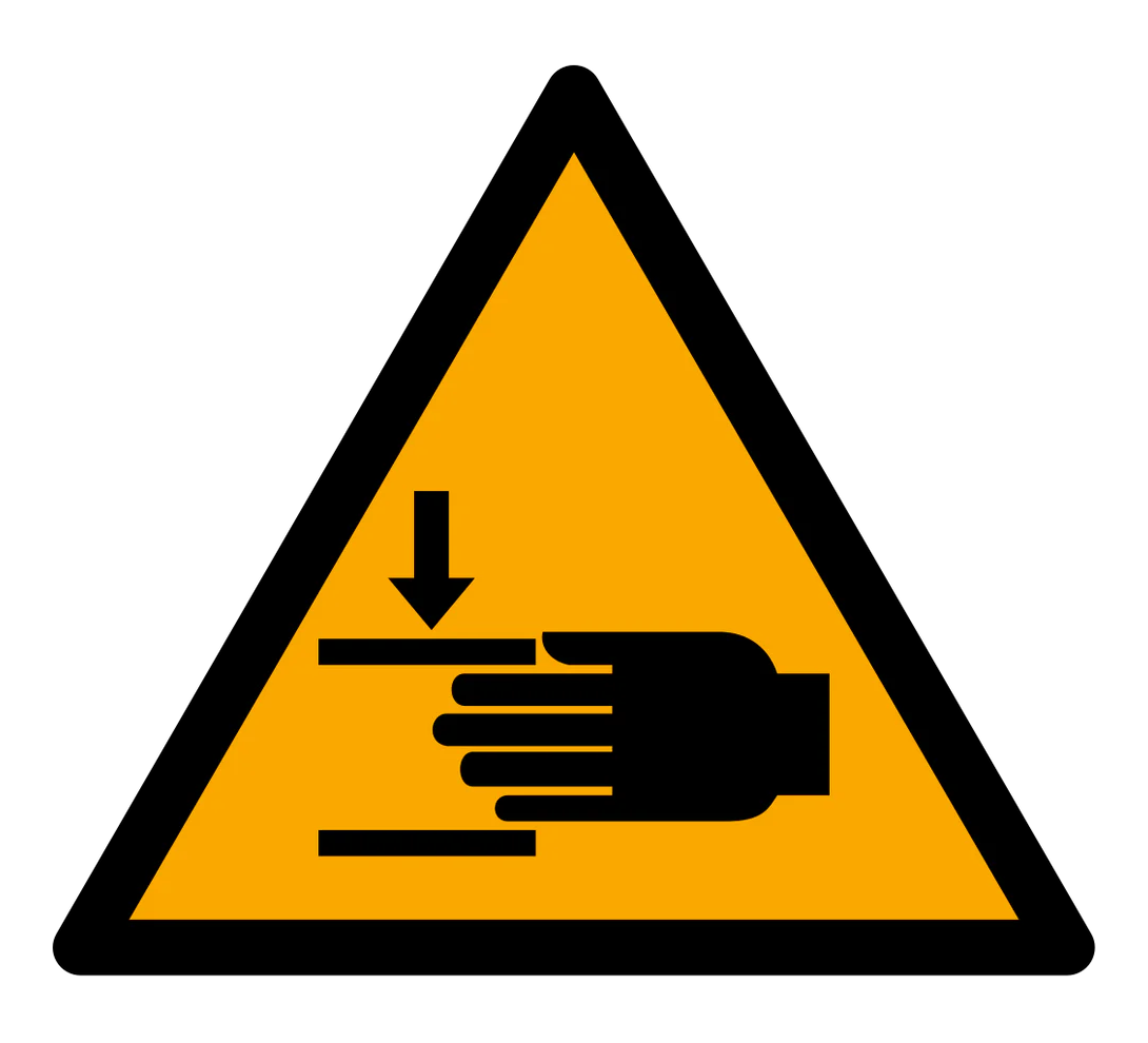 Warnzeichen Aufkleber - W024 - Warnung vor Handverletzungen
