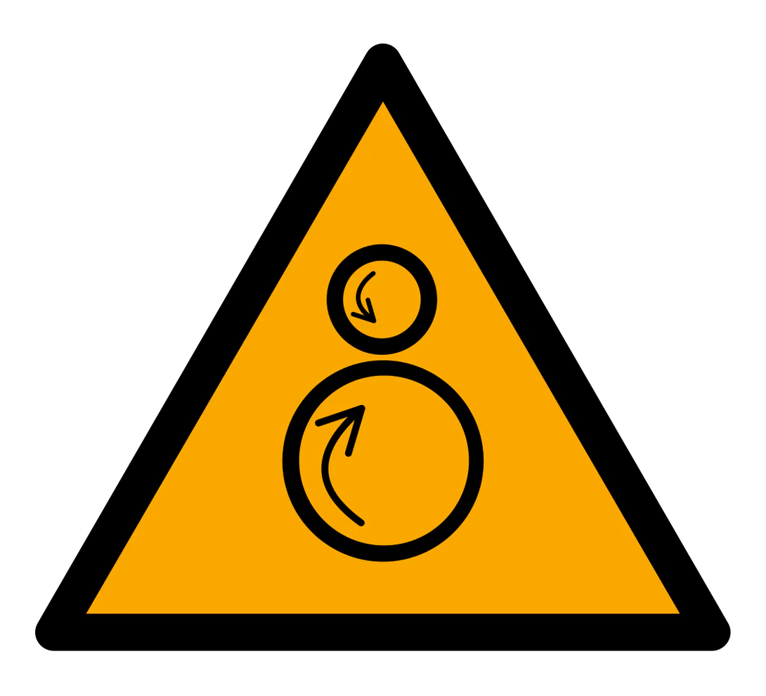 Warnzeichen Aufkleber - W025 - Warnung vor gegenläufigen Rollen