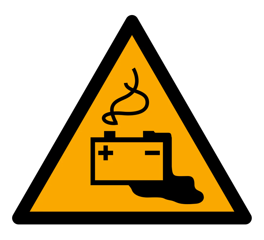 Warnzeichen Aufkleber - W026 - Warnung vor Gefahren durch das Aufladen von Batterien