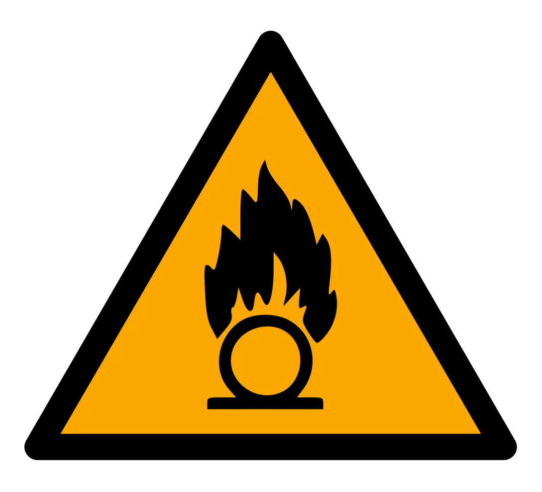 Warnzeichen Aufkleber - W028 - Warnung vor brandfördernden Stoffen