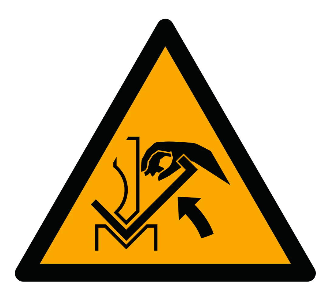 Warnzeichen Aufkleber - W031 - Handquetschung zwischen dem Werkzeug der Abkantpresse