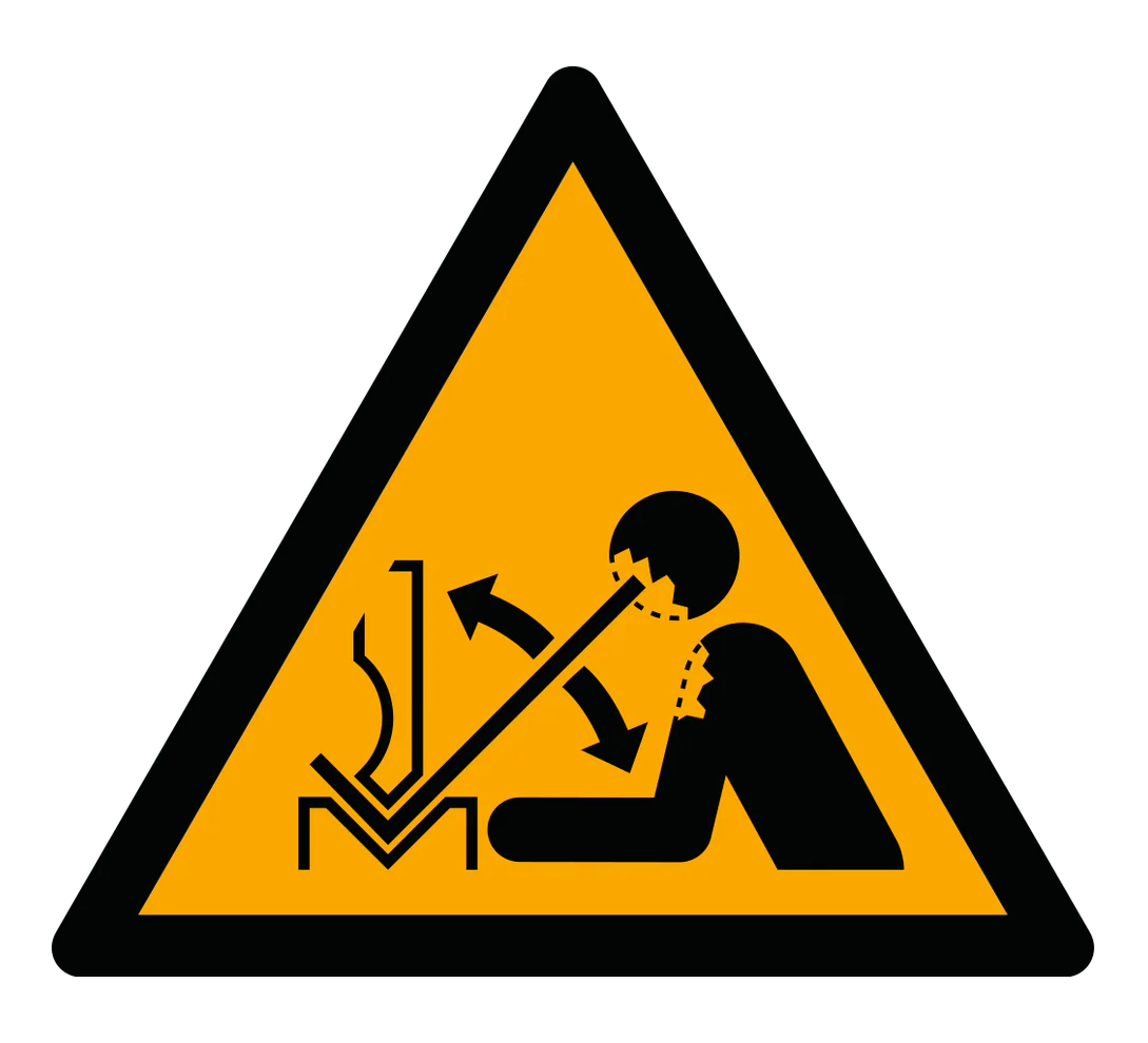 Warnzeichen Aufkleber - W032 - Warnung vor hochschnellendem Werkstück in einer Presse