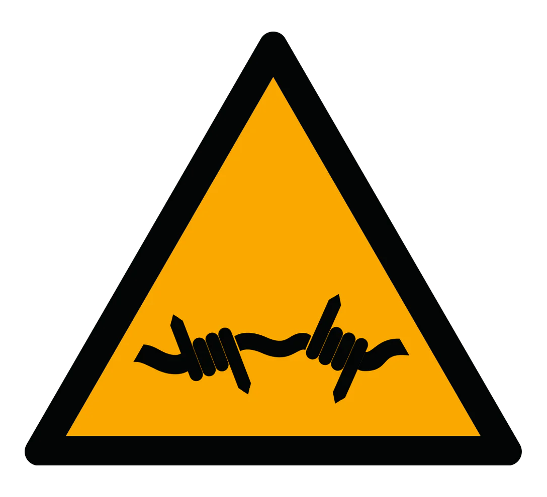Warnzeichen Aufkleber - W033 - Warnung vor Stacheldraht