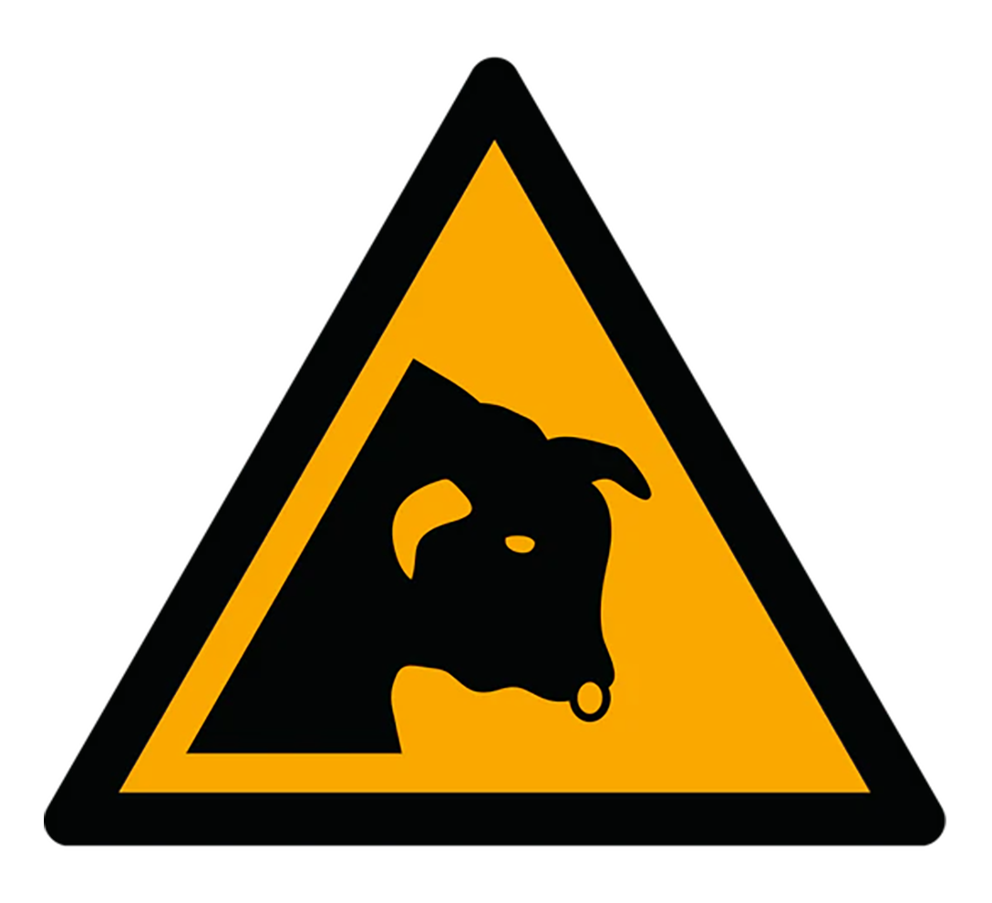 Warnzeichen Aufkleber - W034 - Warnung vor Stier