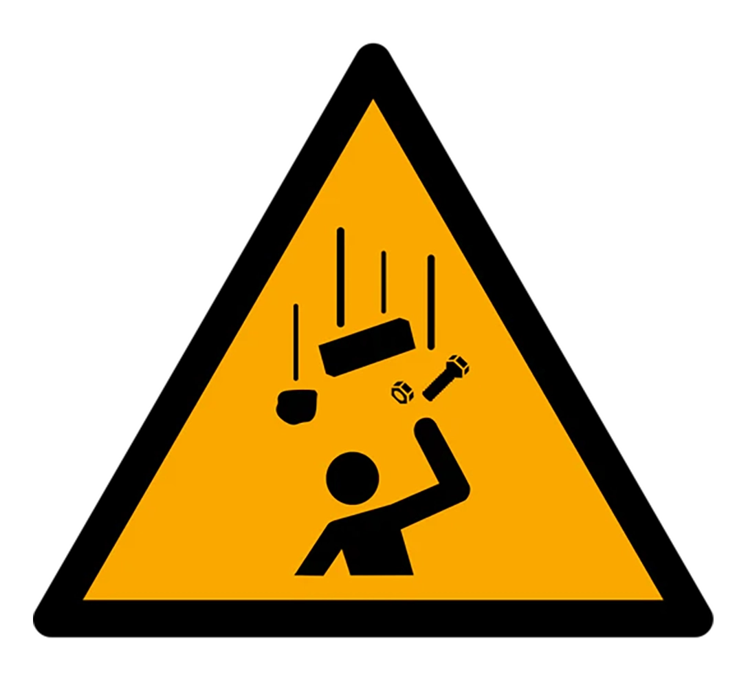 Warnzeichen Aufkleber - W035 - Warnung vor herabfallenden Gegenständen