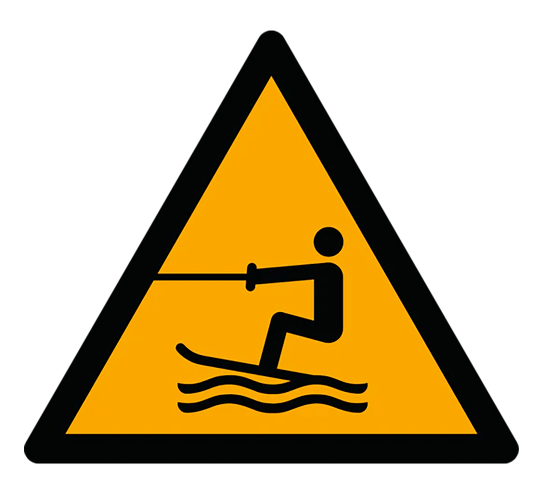 Warnzeichen Aufkleber - W045 - Warnung vor Wasserski-Bereich