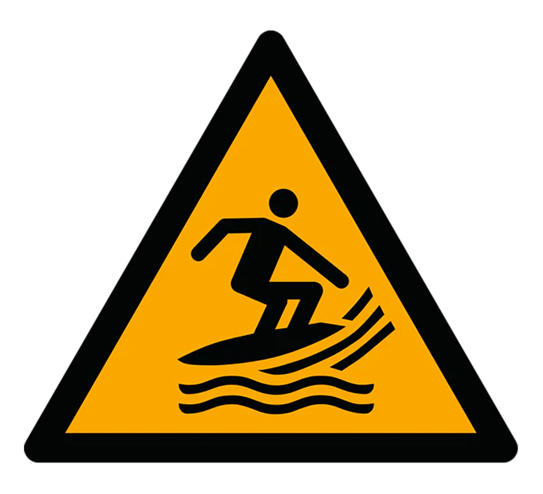 Warnzeichen Aufkleber - W046 - Warnung vor Surfsportgebiet