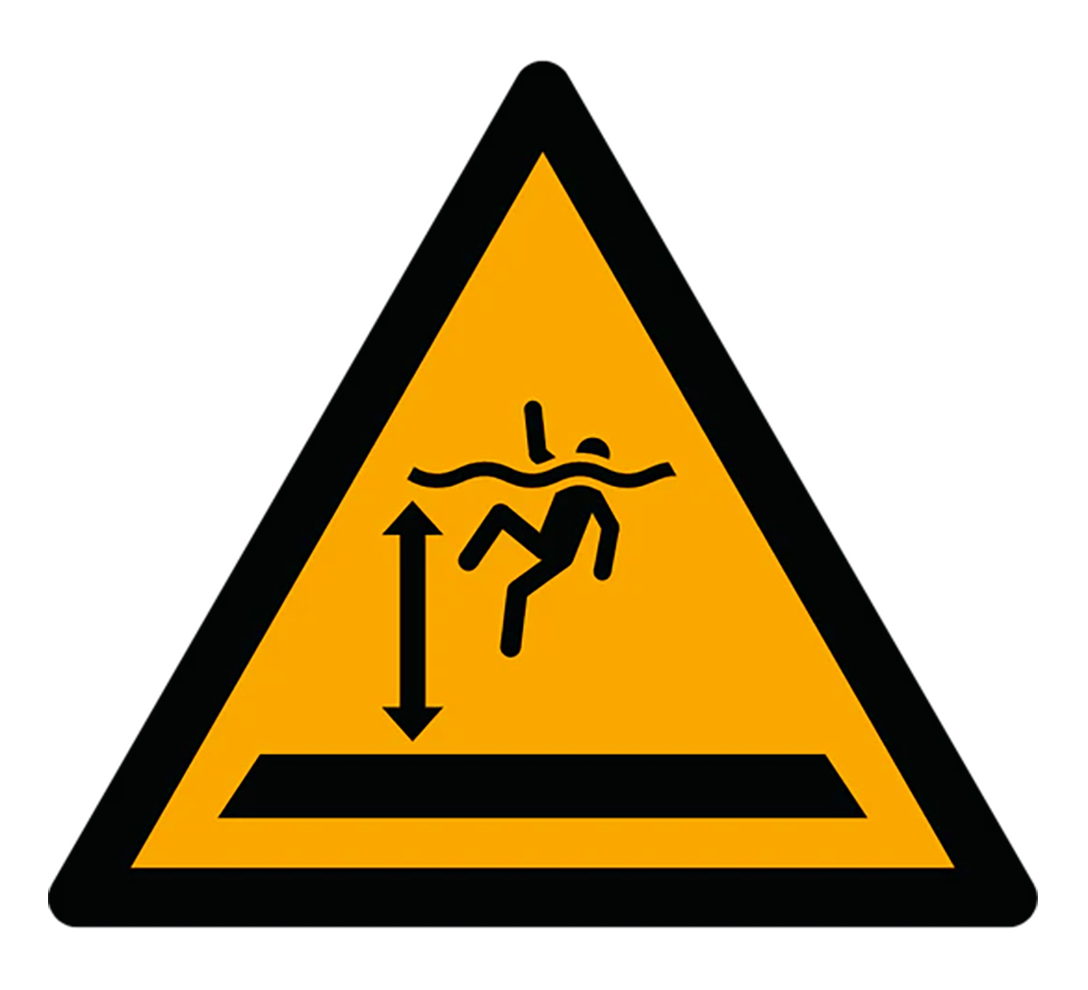 Warnzeichen Aufkleber - W047 - Warnung vor tiefem Wasser