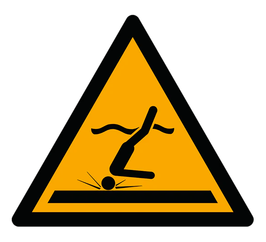 Warnzeichen Aufkleber - W048 - Warnung vor flachem Wasser